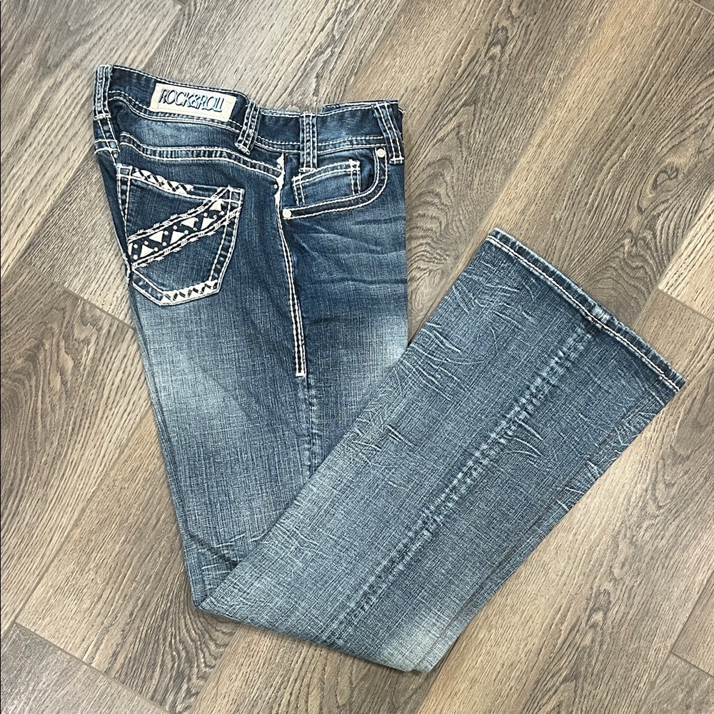 Rock Revival Distressed Blue Boot Cut Jeans